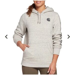 CARHARTT Women's Clarksburg Graphic Sleeve Hoodie in Charcoal Nep Size M